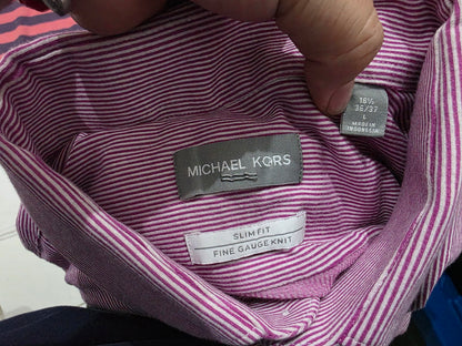 Camisa Michael Kors Grande L Slimfit Rosa Lineas (Usado)