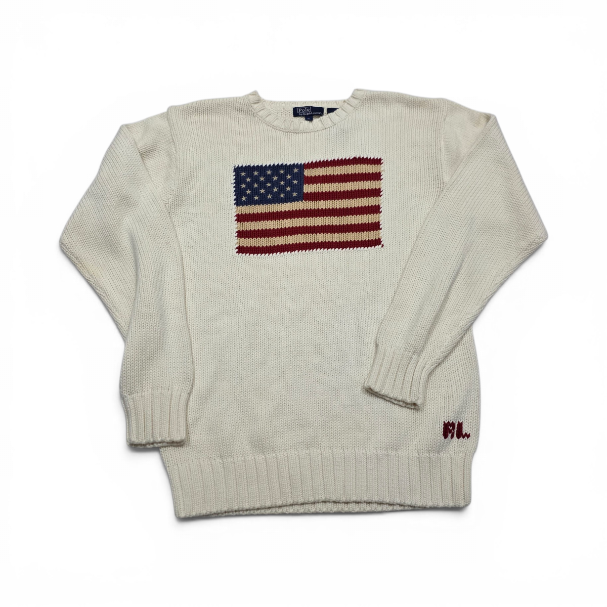 Sueter Ralph Lauren Adolescente Xl Beige Bandera Usa (NUEVO