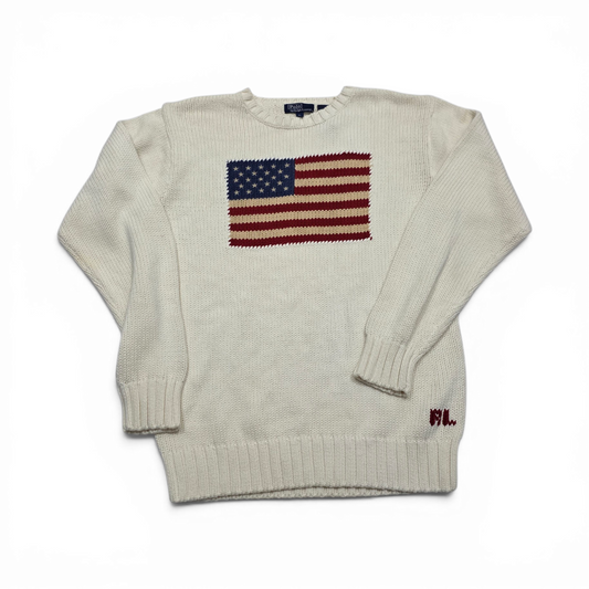 Sueter Ralph Lauren Adolescente Xl Beige Bandera Usa (NUEVO