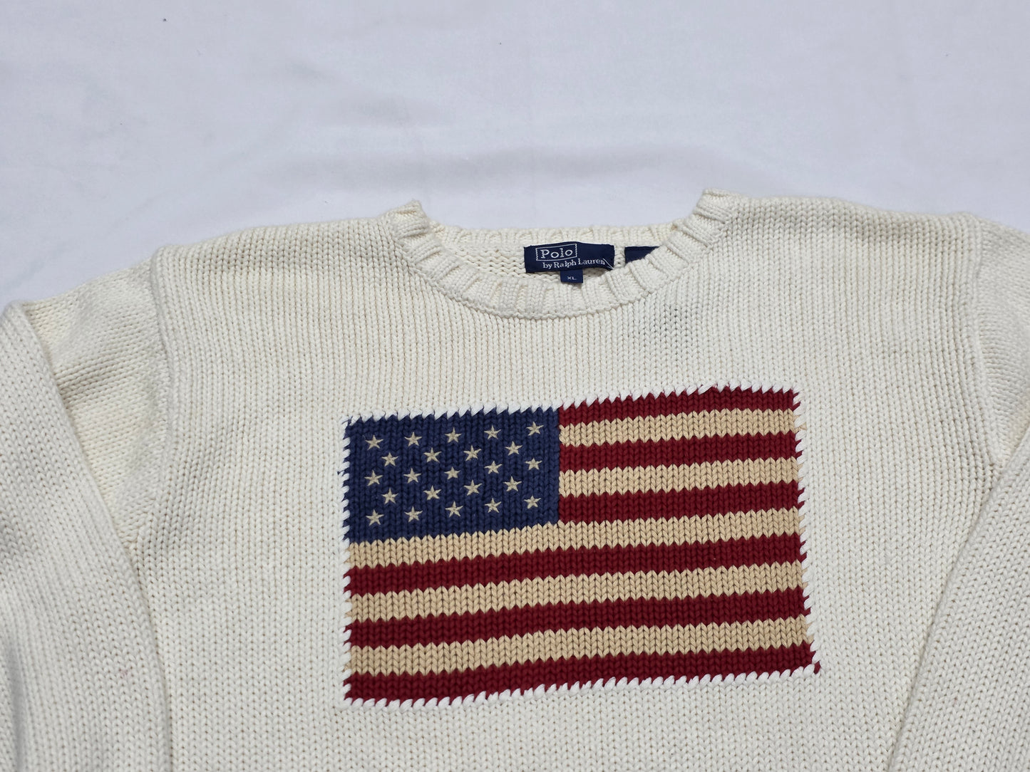 Sueter Ralph Lauren Adolescente Xl Beige Bandera Usa (NUEVO