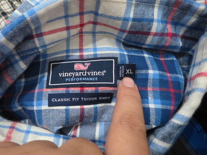 Camisa Vineyard Vines Xgrande Xl Cuadro Azul Blanco (Usado)