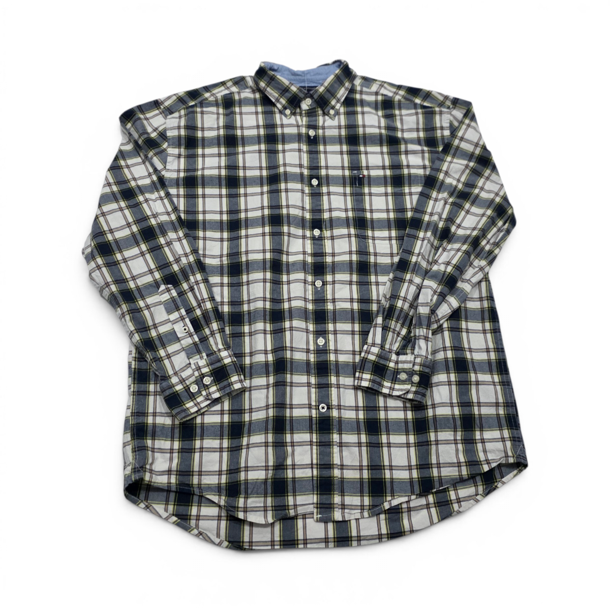 Camisa Tommy Hilfiger Xgrandexl Classicfit Cuadro Negro Cafe (Usado)