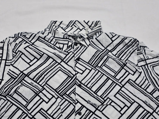 Camisa Karl Lagerfeld Xxl Blanco Y Negro Figuras (Usado)