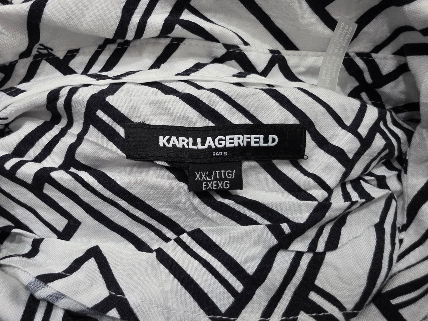 Camisa Karl Lagerfeld Xxl Blanco Y Negro Figuras (Usado)