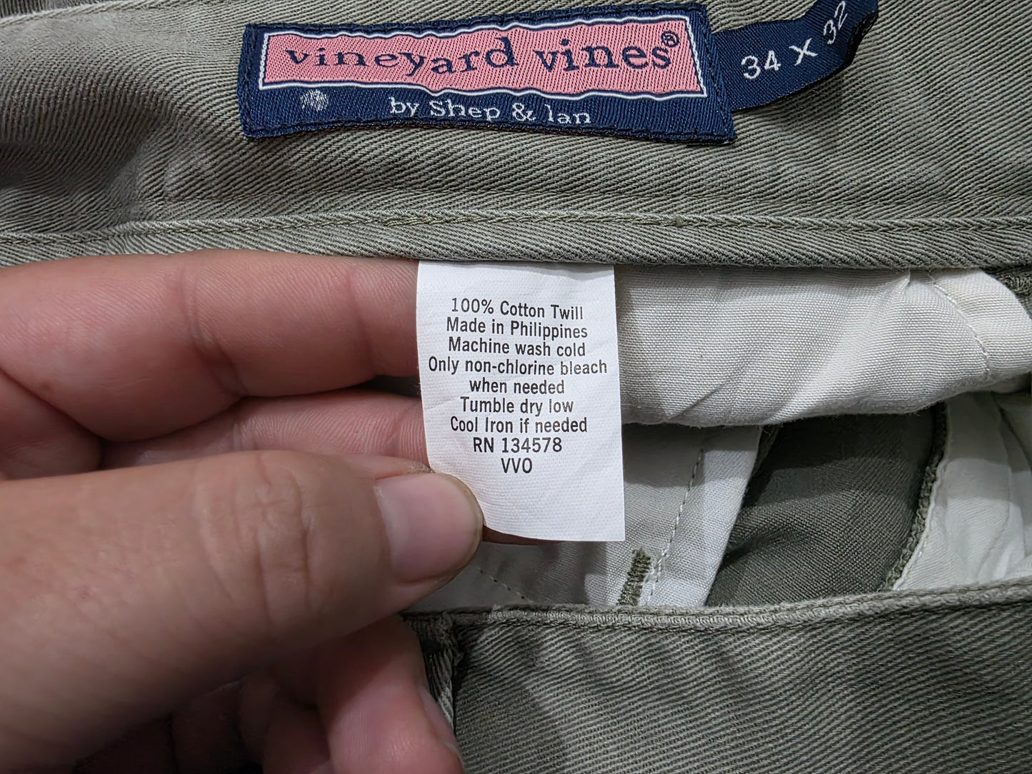 Pantalon Vineyard Vines 34x32 Verde Grisaceo