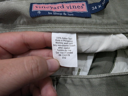Pantalon Vineyard Vines 34x32 Verde Grisaceo
