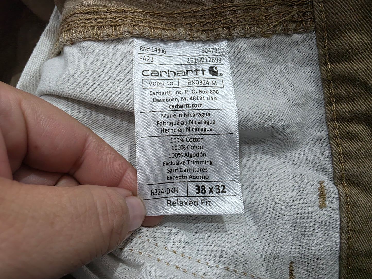 Pantalon Relaxed Fit Carhartt 38x32 Cafe