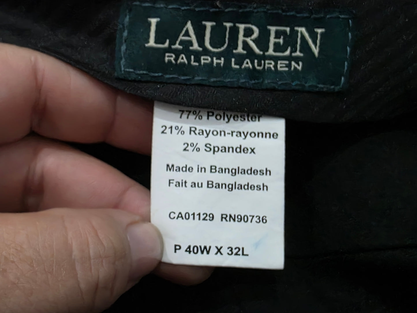 Pantalon Ralph Lauren 40x32 Negro