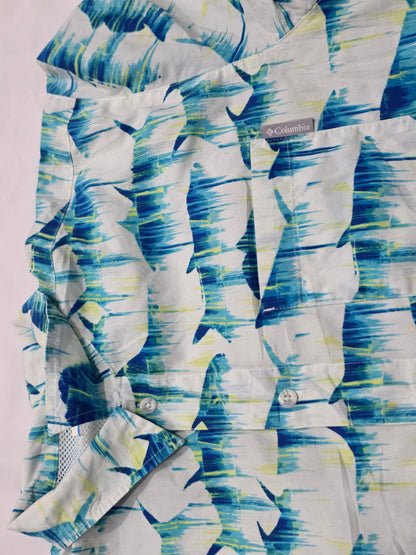 Camisa Manga Corta Columbia Mediana M Blanca Y Azul