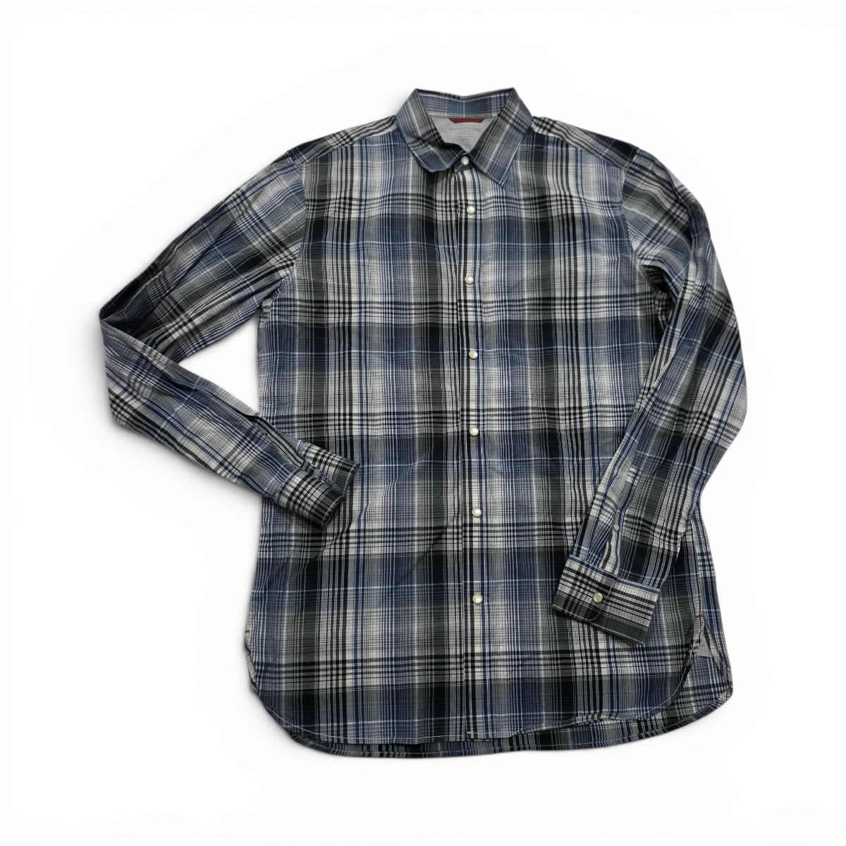 Camisa Slimfit Banana Repubic Mediana M Cuadro Azul Negro