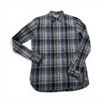 Camisa Slimfit Banana Repubic Mediana M Cuadro Azul Negro