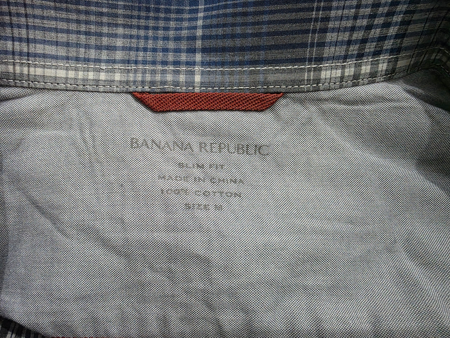 Camisa Slimfit Banana Repubic Mediana M Cuadro Azul Negro