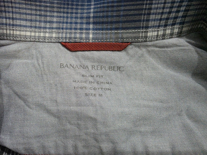 Camisa Slimfit Banana Repubic Mediana M Cuadro Azul Negro