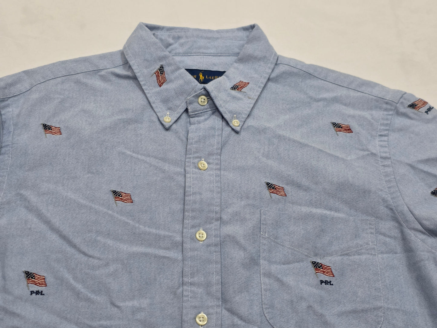 Camisa Mnga Corta Ralph Lauren Grande L Azul Bandera Usa