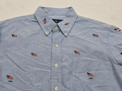 Camisa Mnga Corta Ralph Lauren Grande L Azul Bandera Usa