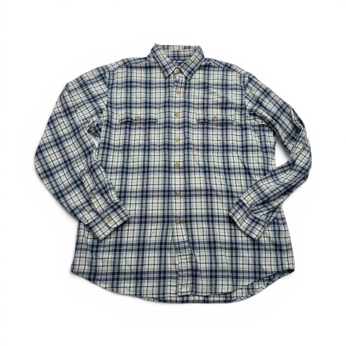Camisa Ralph Lauren Grande L Azul Y Beige Cuadro Franela