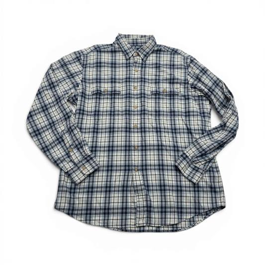 Camisa Ralph Lauren Grande L Azul Y Beige Cuadro Franela