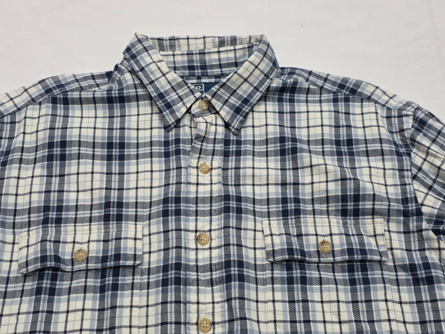 Camisa Ralph Lauren Grande L Azul Y Beige Cuadro Franela