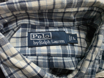 Camisa Ralph Lauren Grande L Azul Y Beige Cuadro Franela