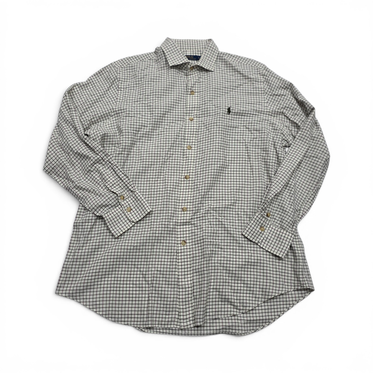 Camisa Ralph Lauren Grande L Beige Cuadro Verde