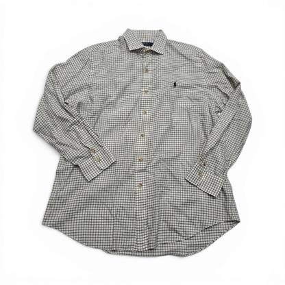 Camisa Ralph Lauren Grande L Beige Cuadro Verde