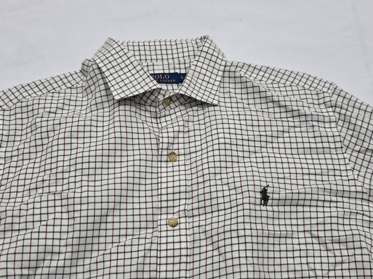 Camisa Ralph Lauren Grande L Beige Cuadro Verde