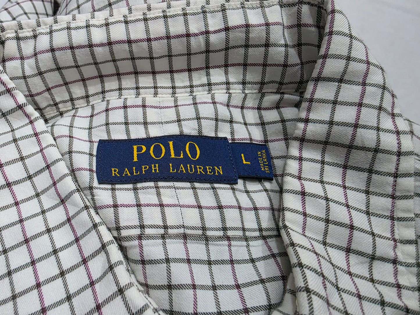 Camisa Ralph Lauren Grande L Beige Cuadro Verde