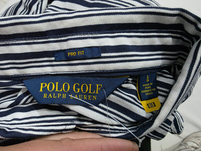 Playera Polo Ralph Lauren Grande L Azul Lineas Pro Fit