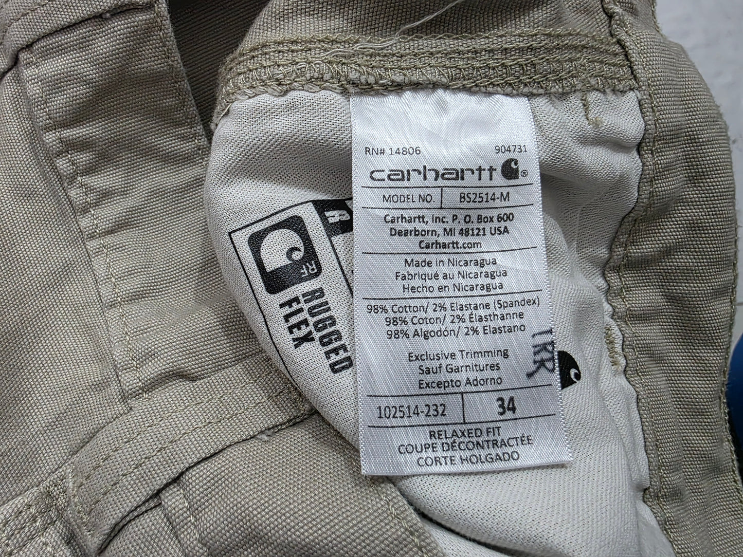 Bermuda Relaxed Fit Carhartt Talla 34 Caqui