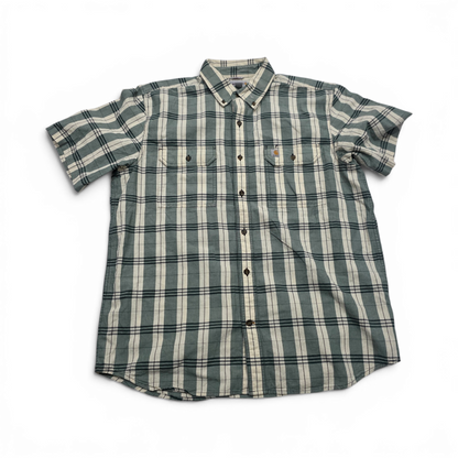 Camisa Manga Corta Carhartt Grande L Cuadro Beige Verde
