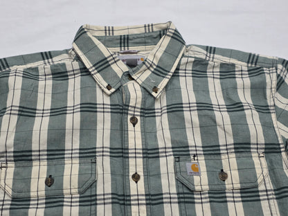 Camisa Manga Corta Carhartt Grande L Cuadro Beige Verde