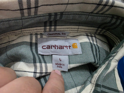 Camisa Manga Corta Carhartt Grande L Cuadro Beige Verde