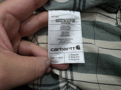 Camisa Manga Corta Carhartt Grande L Cuadro Beige Verde