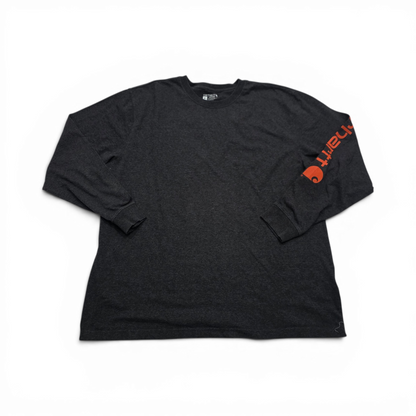 Playera Manga Larga Carhartt Xgrande Xl Gris Letras Naranja