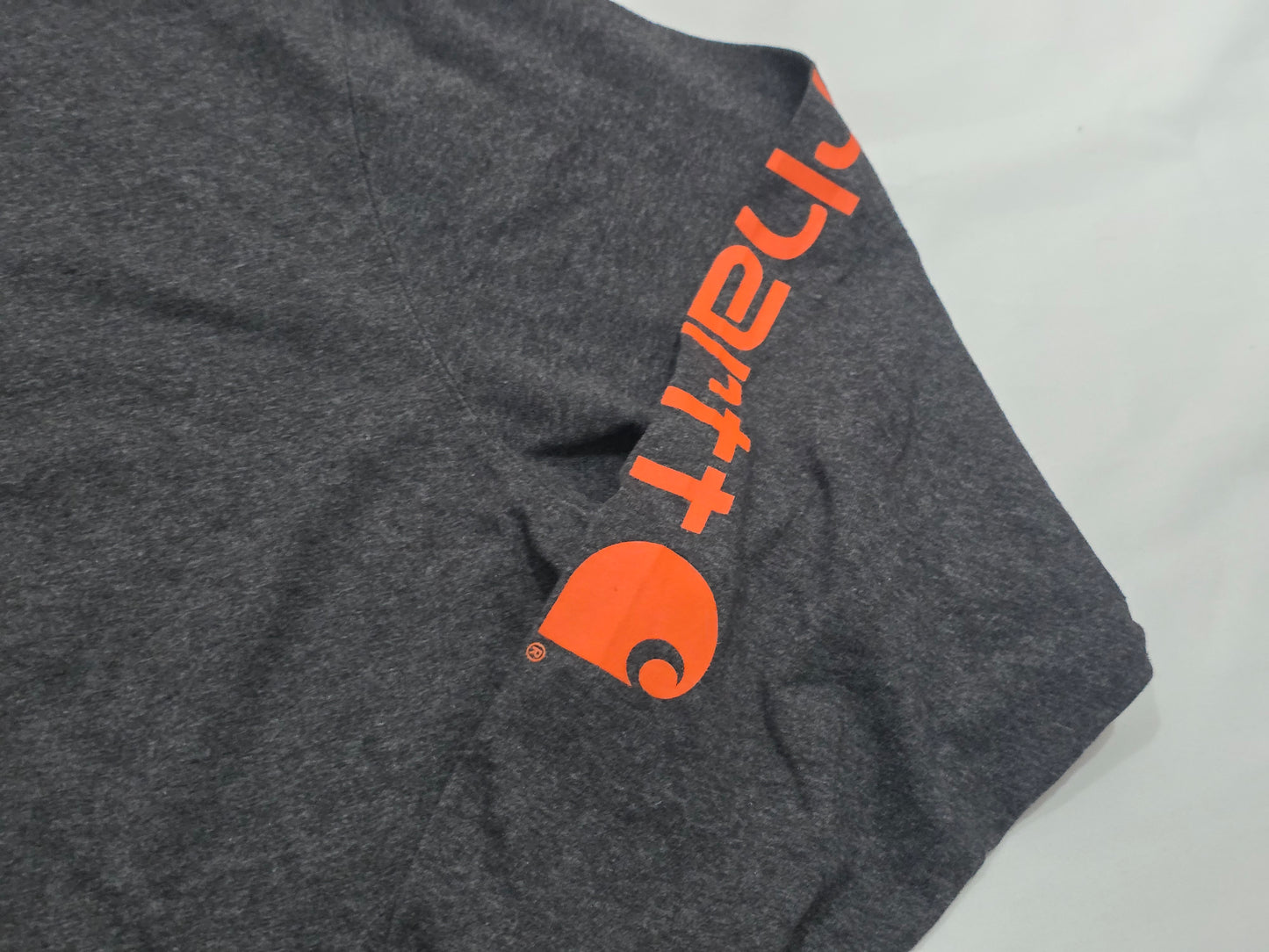 Playera Manga Larga Carhartt Xgrande Xl Gris Letras Naranja