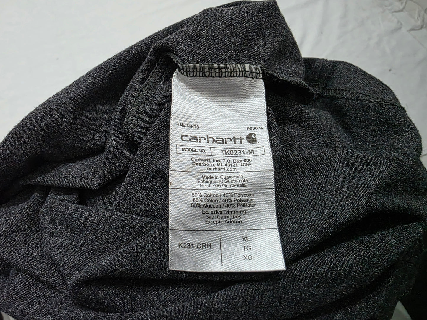 Playera Manga Larga Carhartt Xgrande Xl Gris Letras Naranja