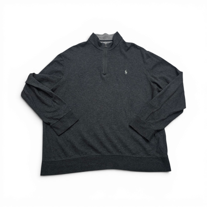 Sueter Ralph Lauren Xgrande Xl Gris Pony Gris Cierre Corto