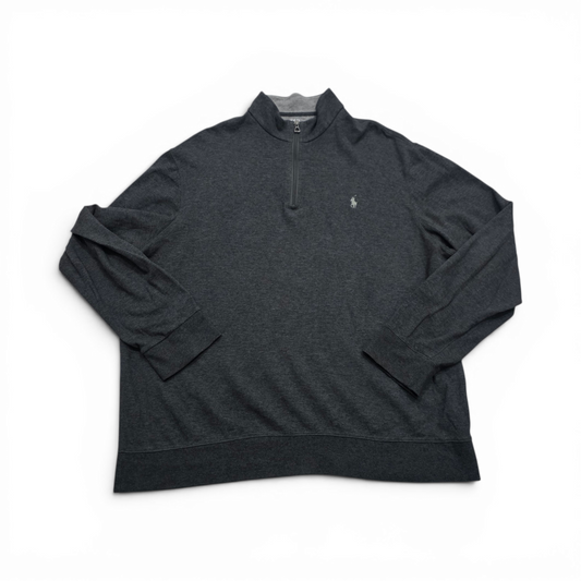 Sueter Ralph Lauren Xgrande Xl Gris Pony Gris Cierre Corto