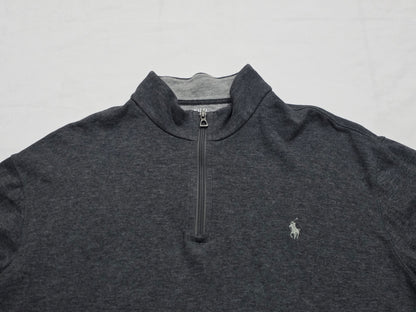 Sueter Ralph Lauren Xgrande Xl Gris Pony Gris Cierre Corto