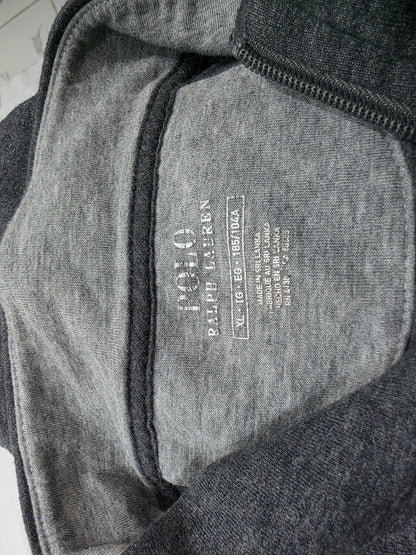 Sueter Ralph Lauren Xgrande Xl Gris Pony Gris Cierre Corto