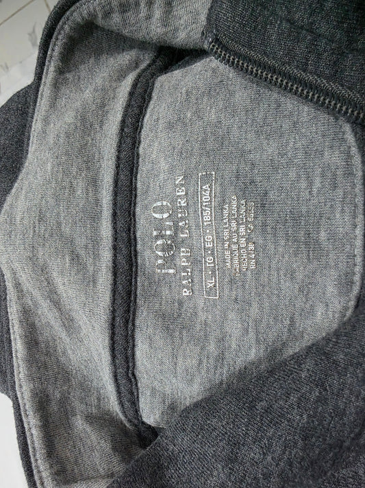 Sueter Ralph Lauren Xgrande Xl Gris Pony Gris Cierre Corto