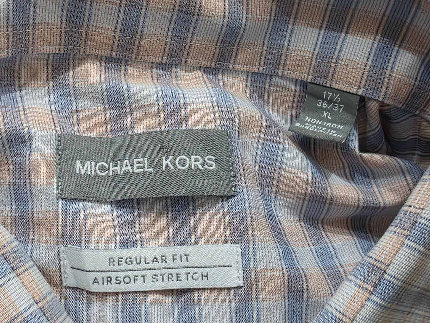 Camisa Michael Kors Xgrande 17 1/2 36-37 Regular Azul Naranj