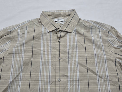 Camisa Calvin Klein Xgrande 17 1/2 36-37 Cuadro Cafe Slim