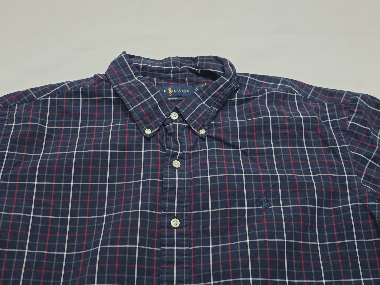 Camisa Ralph Lauren 2xl Custom Fit Cuadro Azul Pony Azul