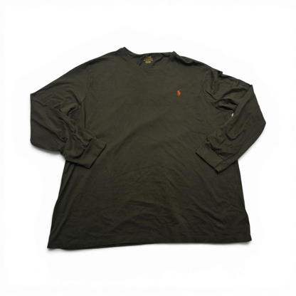 Playera Manga Larga Ralph Lauren 2xl Verde Pony Naranja