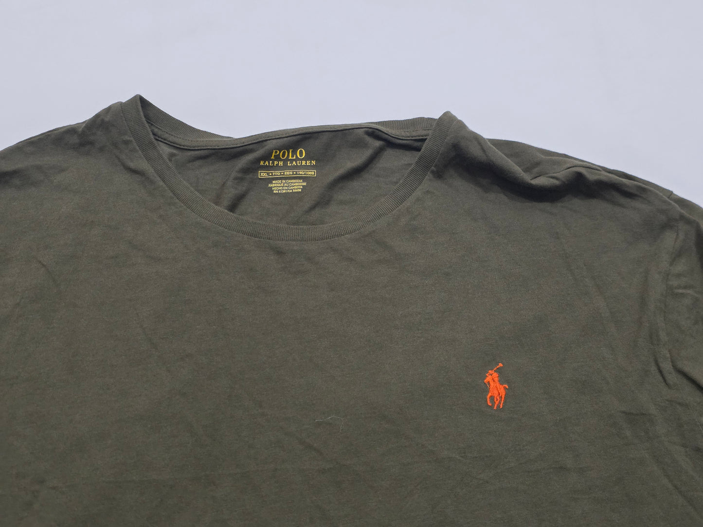 Playera Manga Larga Ralph Lauren 2xl Verde Pony Naranja