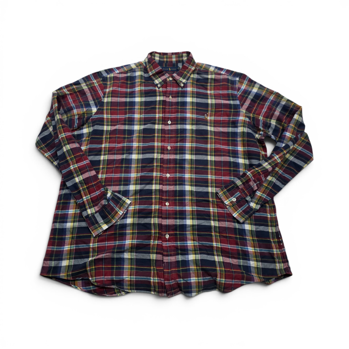 Camisa Ralph Lauren 2xl Classic Fit Cuadro Vino Colores