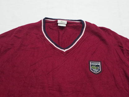 Sueter Lacoste 2xl Vino Escudo Manga Larga