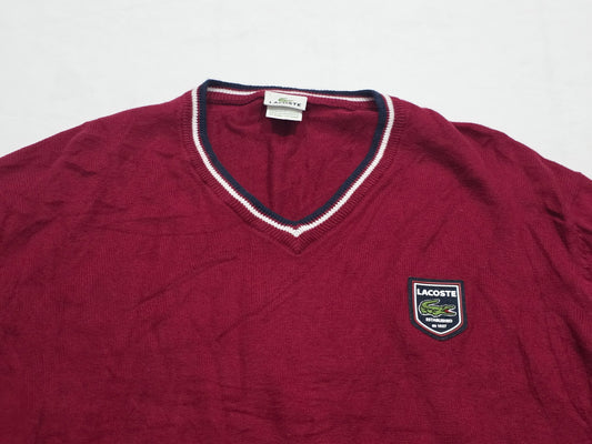 Sueter Lacoste 2xl Vino Escudo Manga Larga