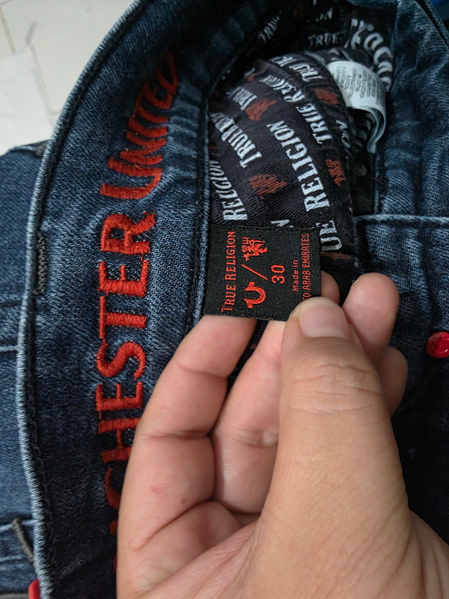 Pantalon Recto Manchester United True Religion Talla 30 Azul (Usado)